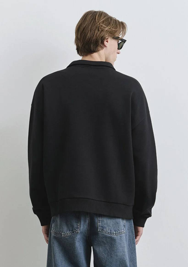 Resim Mavi Yarım Fermuarlı Erkek Sweat M0S10208-900