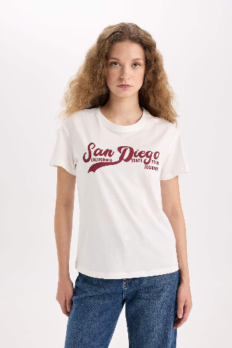 Resim Defacto Kadın Kısa Kol T-shirt D9598AXWT32