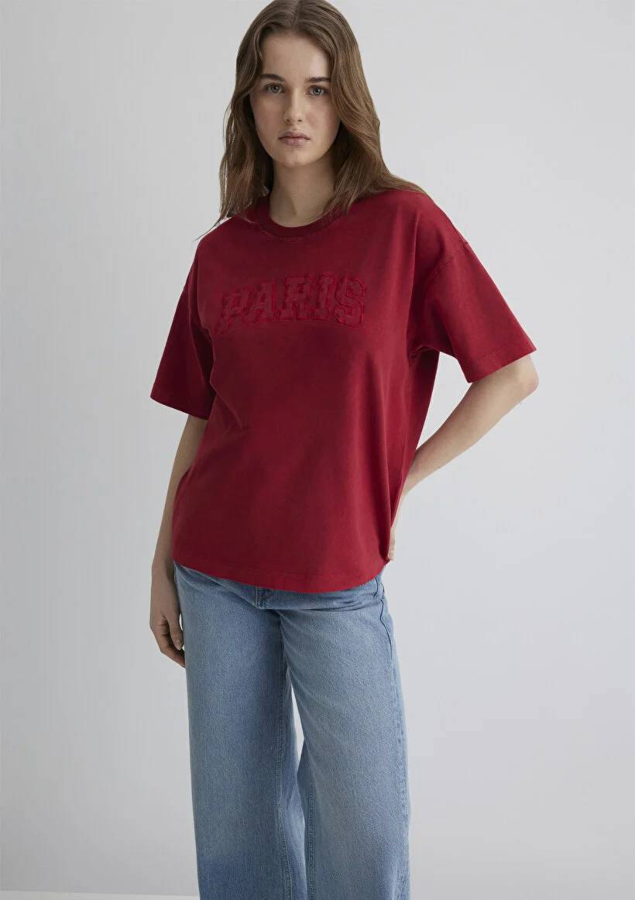 Resim Mavi Oversize Kadın  T-shirt M1613218-70464