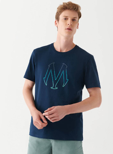 Resim Mavi Cepli Erkek T-shirt M0612513-70490