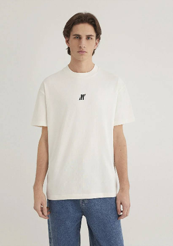Resim Mavi Loose Erkek  T-shirt M0612745-70057