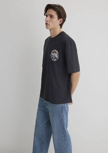 Resim Mavi Relaxed Erkek  T-shirt M0612702-70087