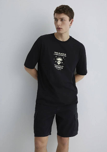 Resim Mavi Relaxed Erkek  T-shirt M0612670-900
