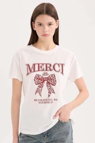 Resim Defacto Kadın Kısa Kol T-shirt D9606AXWT32