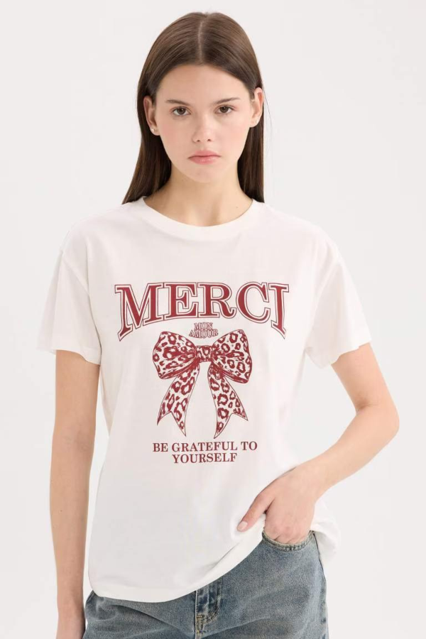 Resim Defacto Kadın Kısa Kol T-shirt D9606AXWT32
