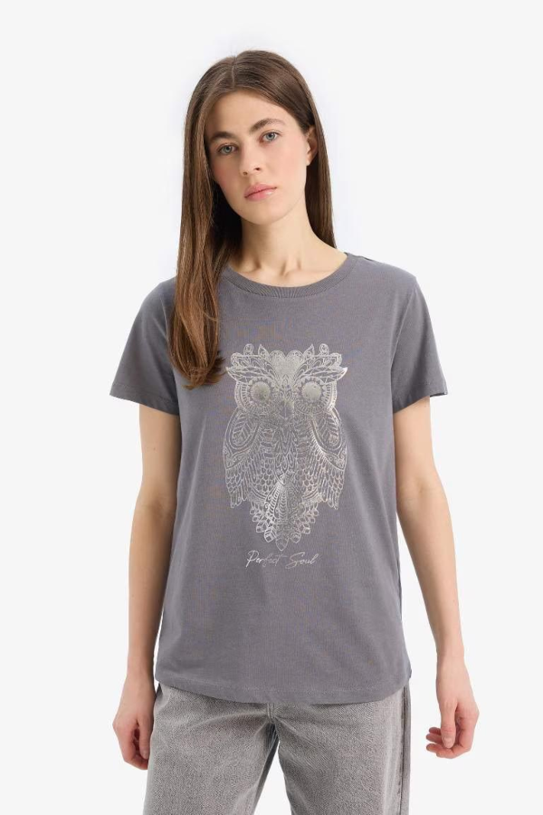 Resim Defacto Kadın Kısa Kol T-shirt E5137AXGR211