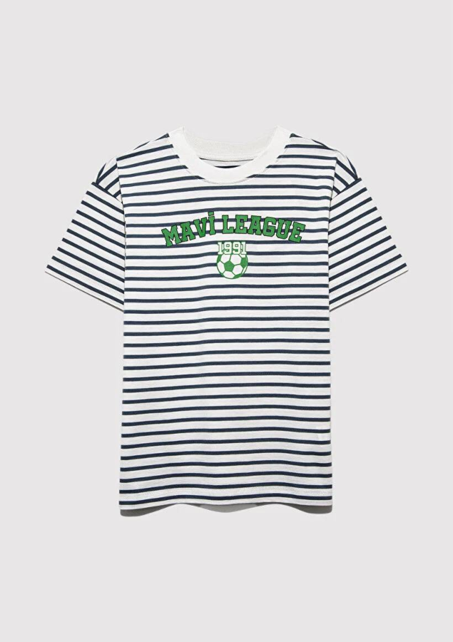 Resim Mavi Mavı League Baskılı Erkek Çocuk T-Shirt M6610264-89187