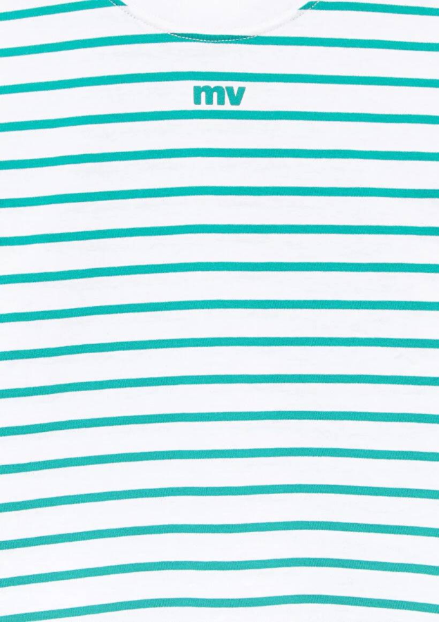 Resim Mavi Mv Baskılı Çizgili Erkek Çocuk T-Shirt M6610252-89156