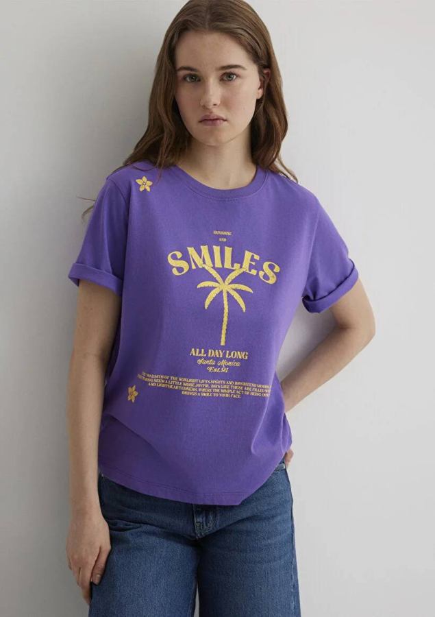 Resim Mavi Regular Kadın  T-shirt M1613164-85888