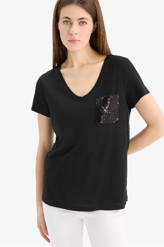 Resim Defacto Kadın Kısa Kol T-shirt U3769AZBK81