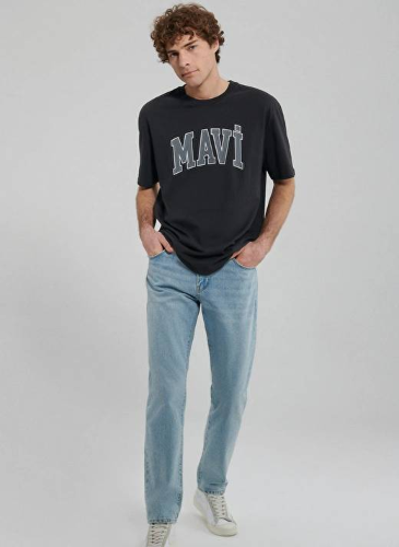 Resim Mavi Logo Erkek T-shirt M0611711-900