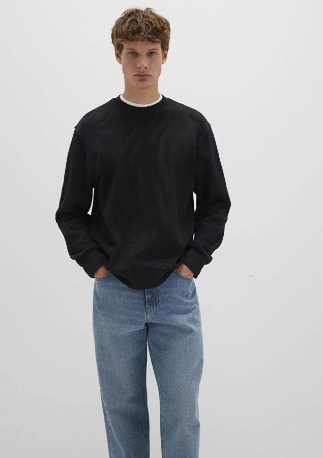 Resim Mavi Bisiklet Yaka Erkek Sweat M0S10407-900