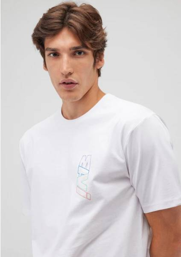 Resim Mavi Baskılı Erkek T-Shirt M0612350-620