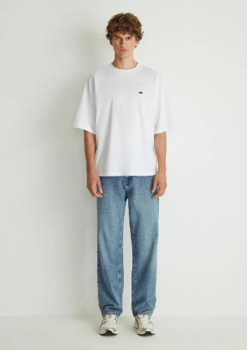 Resim Mavi Bisiklet Yaka Erkek T-Shirt M0611931-620