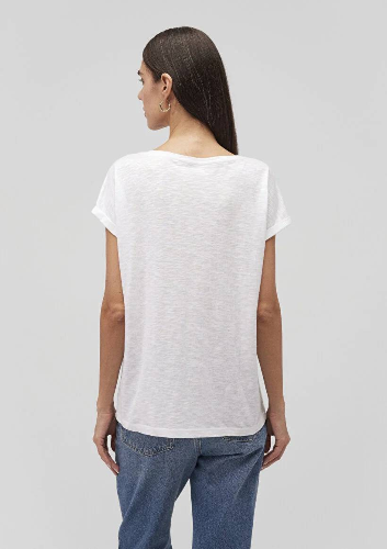 Resim Mavi V Yaka Basıc Kadın T-Shirt M1600961-620