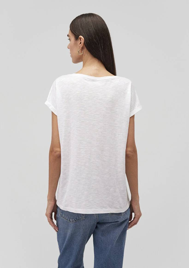 Resim Mavi V Yaka Basıc Kadın T-Shirt M1600961-620