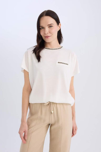 Resim Defacto Kadın Kısa Kol T-shirt K7701AZER105