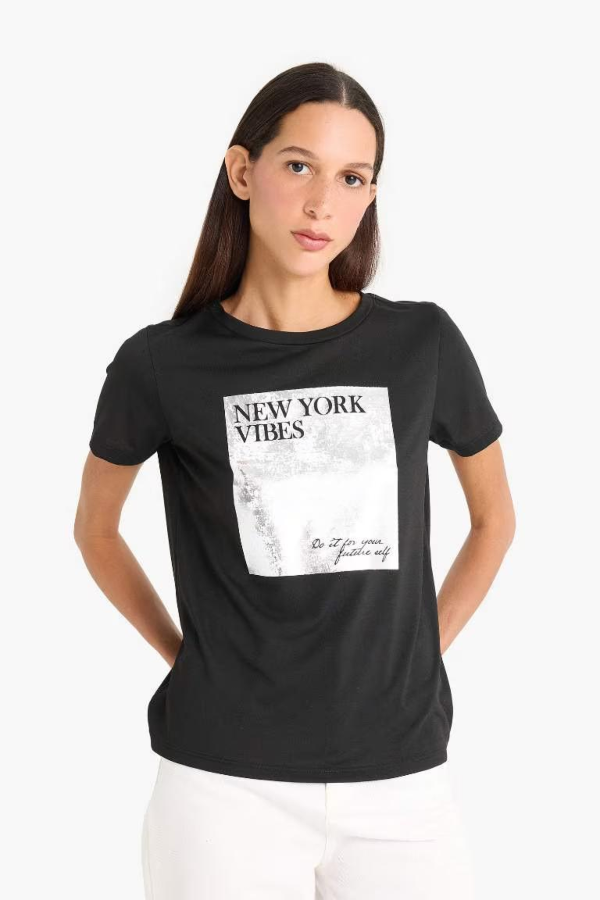 Resim Defacto Kadın T-shirt F5097AX/BK81