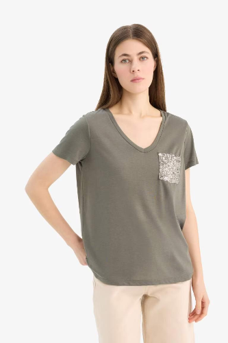 Resim Defacto Kadın Kısa Kol T-shirt U3769AZKH401