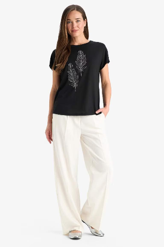Resim Defacto Kadın T-shirt F4834AX/BK81