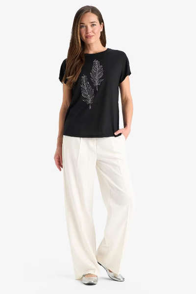 Resim Defacto Kadın T-shirt F4834AX/BK81