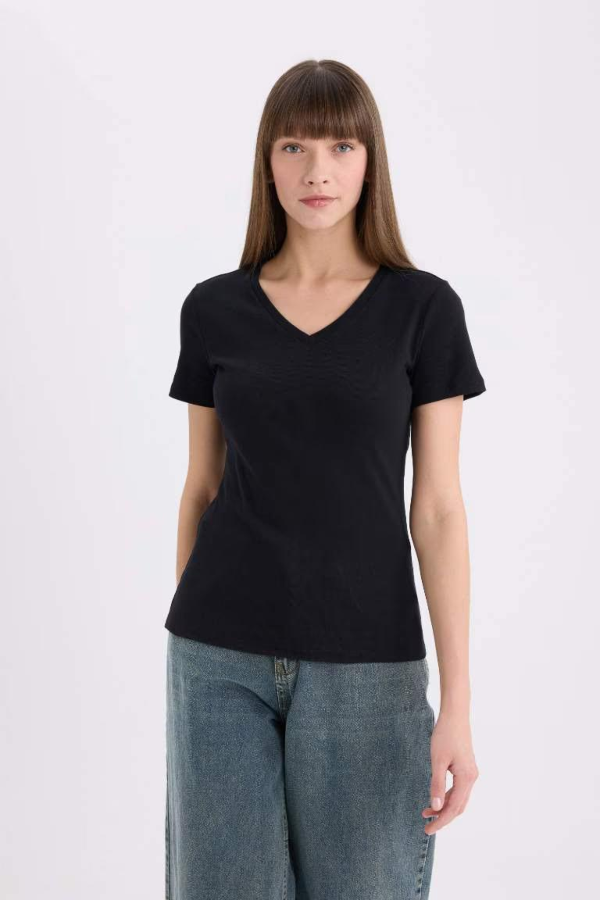 Resim Defacto Kadın Kısa Kol T-shirt I1080AZBK81