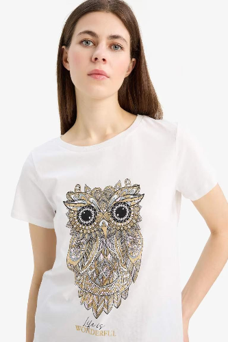 Resim Defacto Kadın Kısa Kol T-shirt E5064AX/ER105