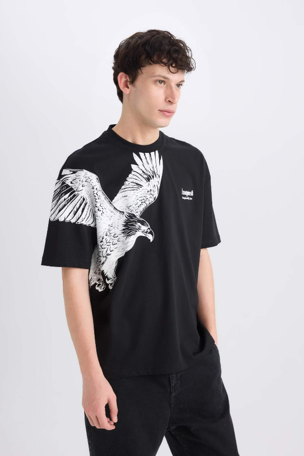 Resim Defacto Erkek  T-shirt D9506AX/BK81