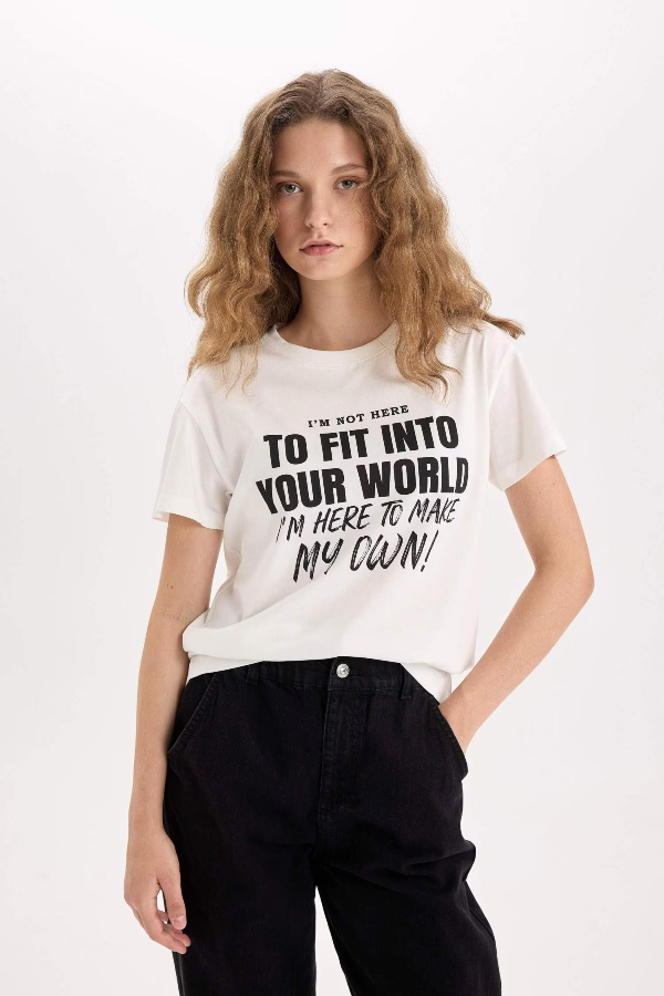 Resim Defacto Kadın Kısa Kol T-shirt D9599AXWT32