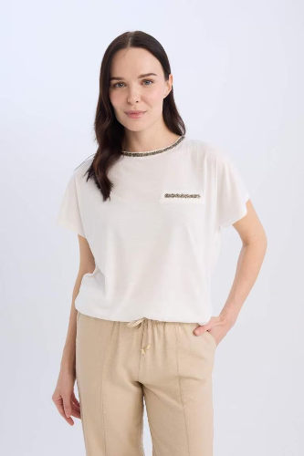 Resim Defacto Kadın Kısa Kol T-shirt K7701AZER105