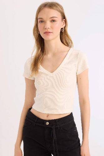 Resim Defacto Kadın Kısa Kol T-shirt E0290AXWT32