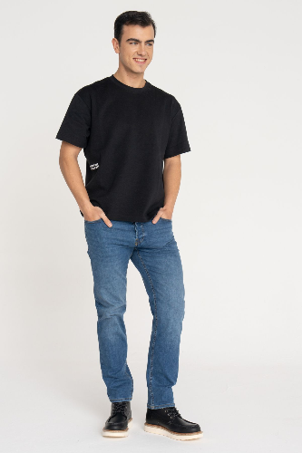 Resim Jack & Jones Jcokınetıc Small Prınt Tee Ss Crew Ln Erkek T-shirt 12265429