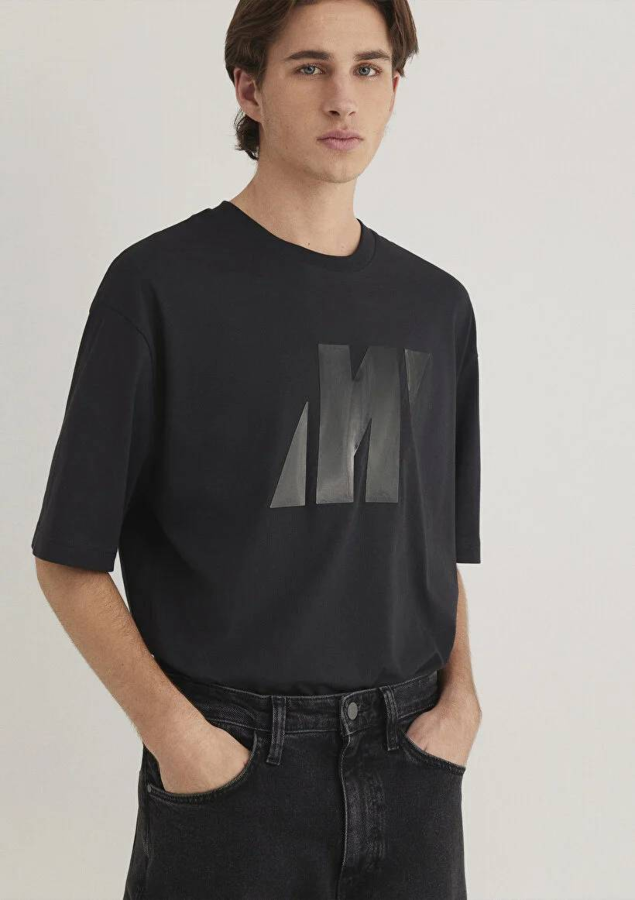 Resim Mavi Relaxed Erkek  T-shirt M0612752-71379