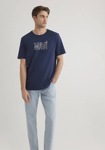 Resim Mavi Logo Tişört Derin Lacivert Erkek T-Shirt M066842-70758