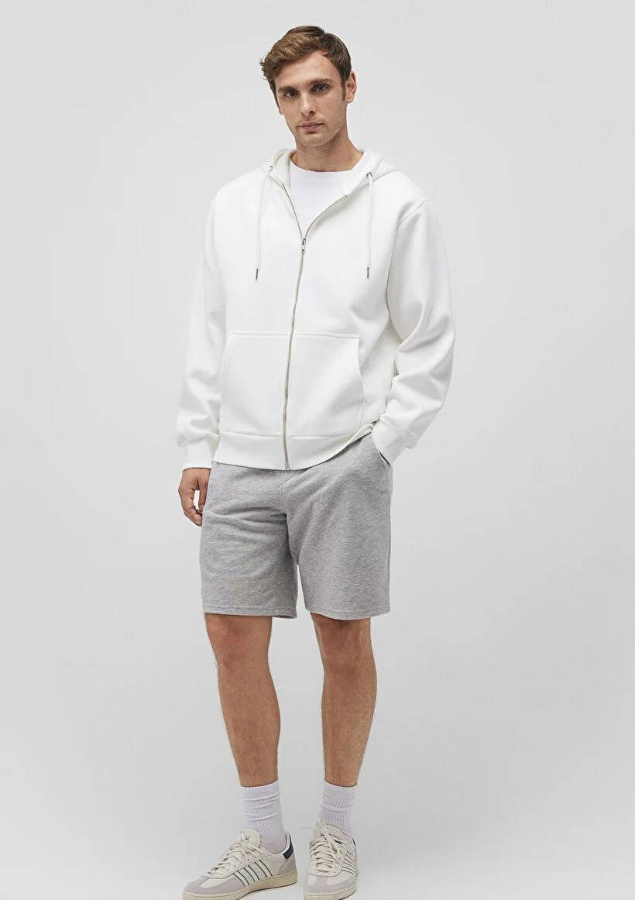 Resim Mavi Kapüşonlu  Loose Erkek Sweat M0S10277-70057