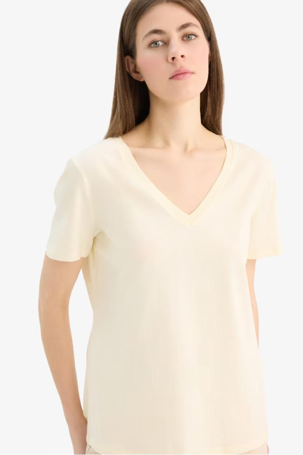 Resim Defacto Kadın Kısa Kol T-shirt W9578AZYL504