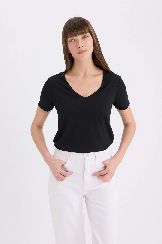 Resim Defacto Kadın Kısa Kol T-shirt W9204AZ/BK81