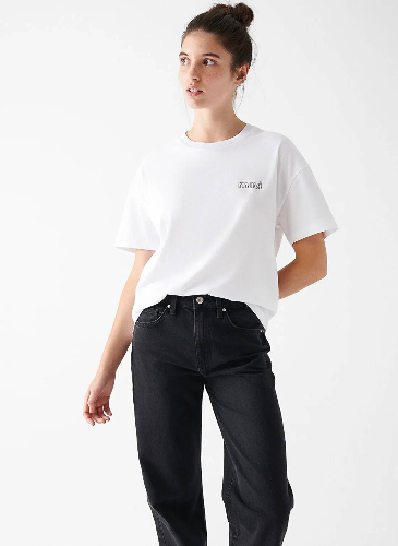 Resim Mavi Kısa Kollu Kadın T-Shirt M1611309-620