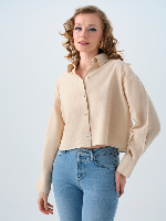 Resim Loft Kadın Loose Long Crop uzun KOLGömlek Lf2038401