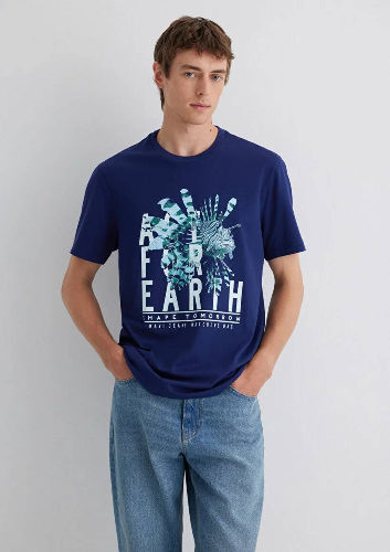 Resim Mavi Regular Erkek  T-shirt M0612671-70496