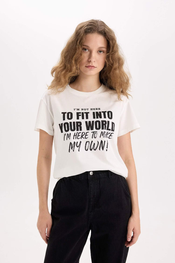 Resim Defacto Kadın Kısa Kol T-shirt D9599AXWT32