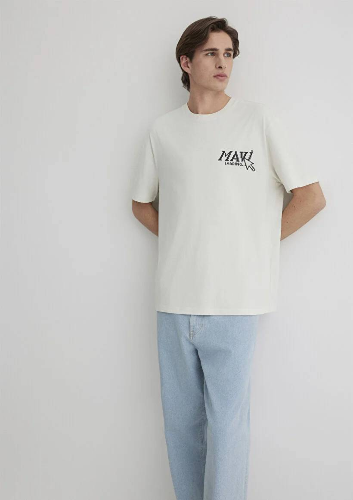 Resim Mavi Loose Erkek  T-shirt M0612572-70142