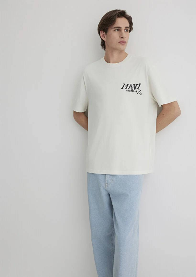 Resim Mavi Loose Erkek  T-shirt M0612572-70142