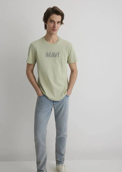 Resim Mavi Baskılı Erkek T-Shirt M066846-85873