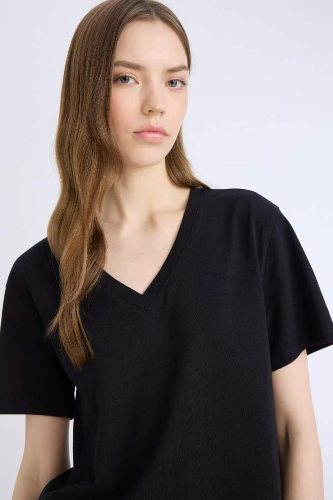 Resim Defacto Kadın Kısa Kol T-shirt D9593AXBK81