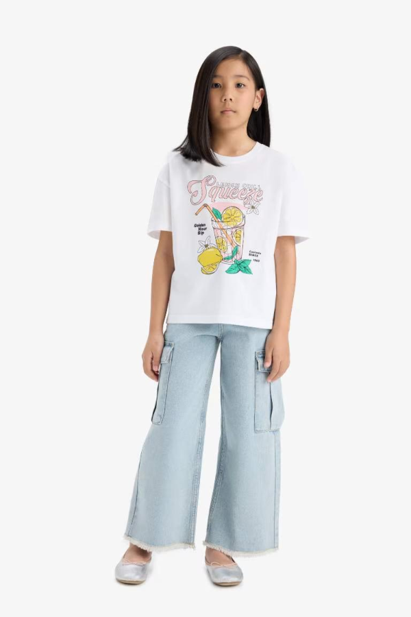 Resim Defacto Kız Çocuk T-shirt E0389A8/WT34