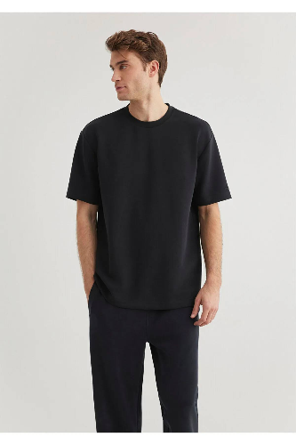 Resim Mavi Loose Erkek  T-shirt M0612757-71379