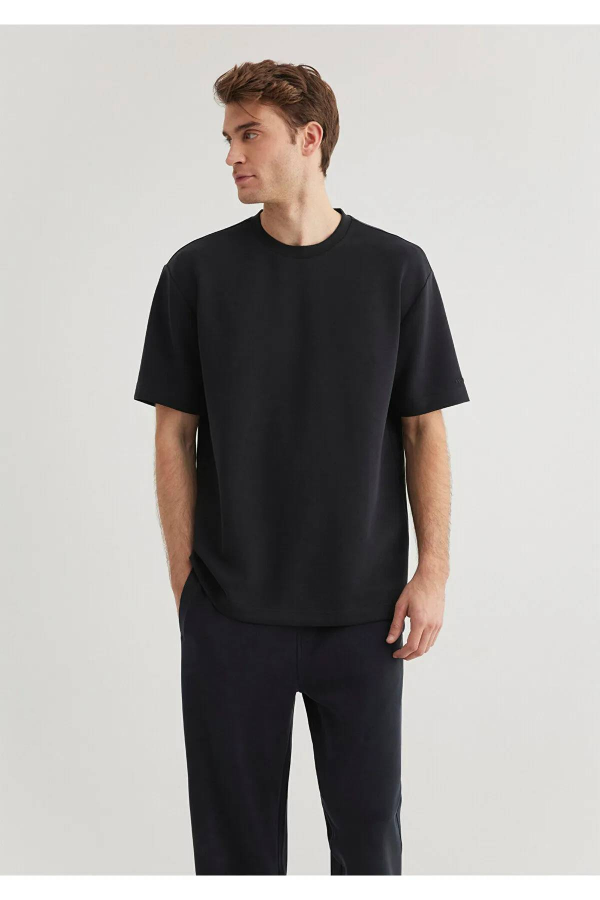 Resim Mavi Loose Erkek  T-shirt M0612757-71379