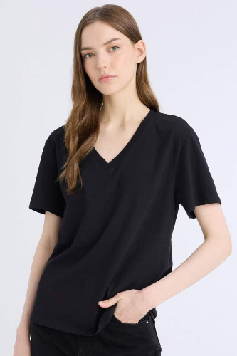 Resim Defacto Kadın Kısa Kol T-shirt D9593AXBK81