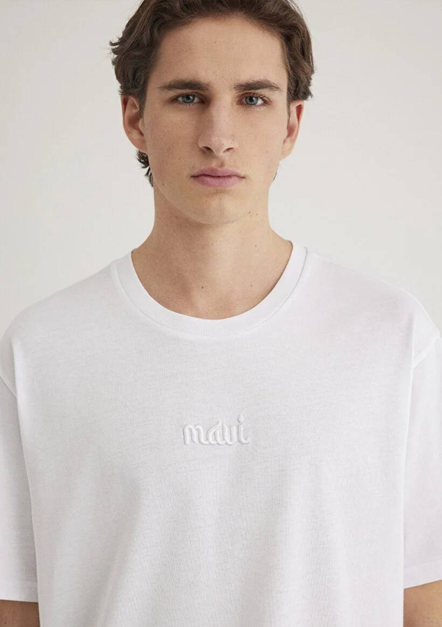 Resim Mavi Baskılı Erkek T-Shirt M0610100-620
